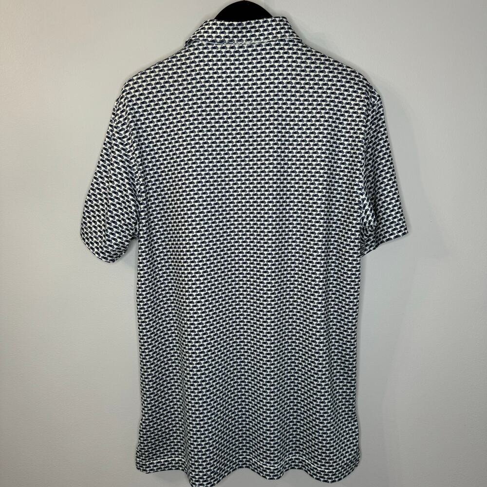 Peter Millar Polo Shirt Blue Motorcycle Print Summer Comfort Golf Performance M - Picture 8 of 10
